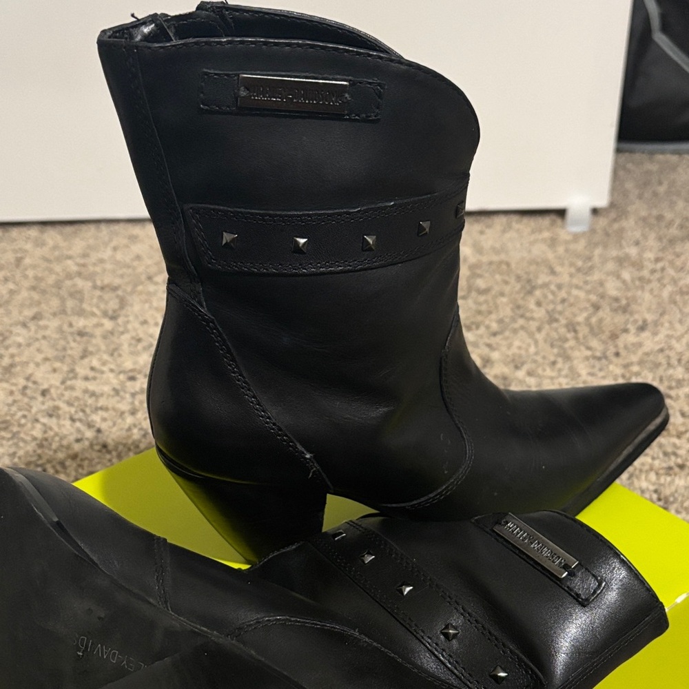 Harley-Davidson Black Studded Ankle Boots
